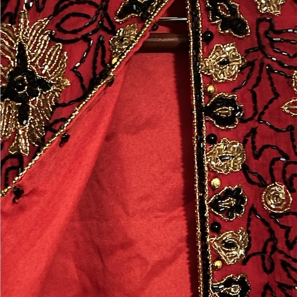 ADRIANA PAPELL EVENING  EMBROIDERED BEADED SILK OPEN FRONT JACKET SIZE S - Picture 4 of 5